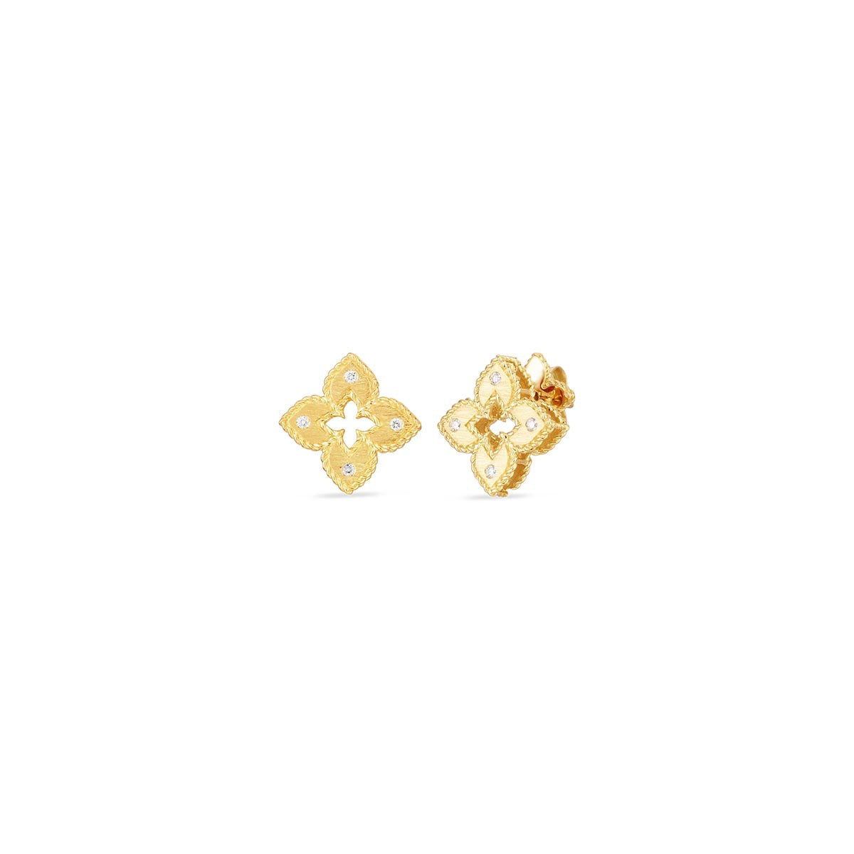 Roberto Coin Venetian Princess Diamond Flower Earrings in 18kt Yellow Gold (1/20ct tw)