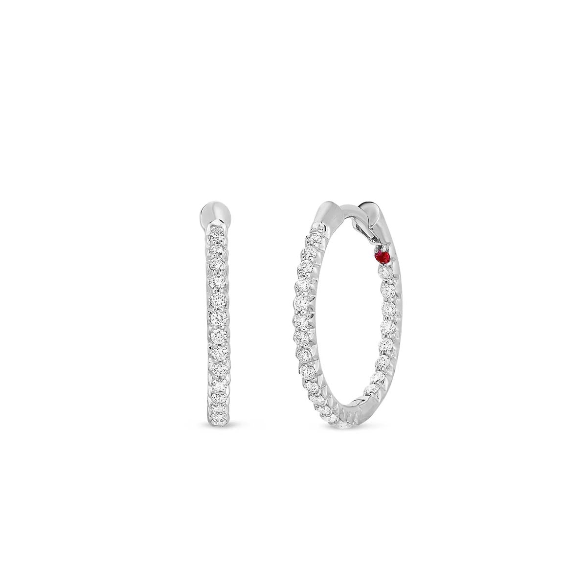 Roberto Coin Perfect Diamond Hoop Earrings in 18kt White Gold (3/8ct tw)