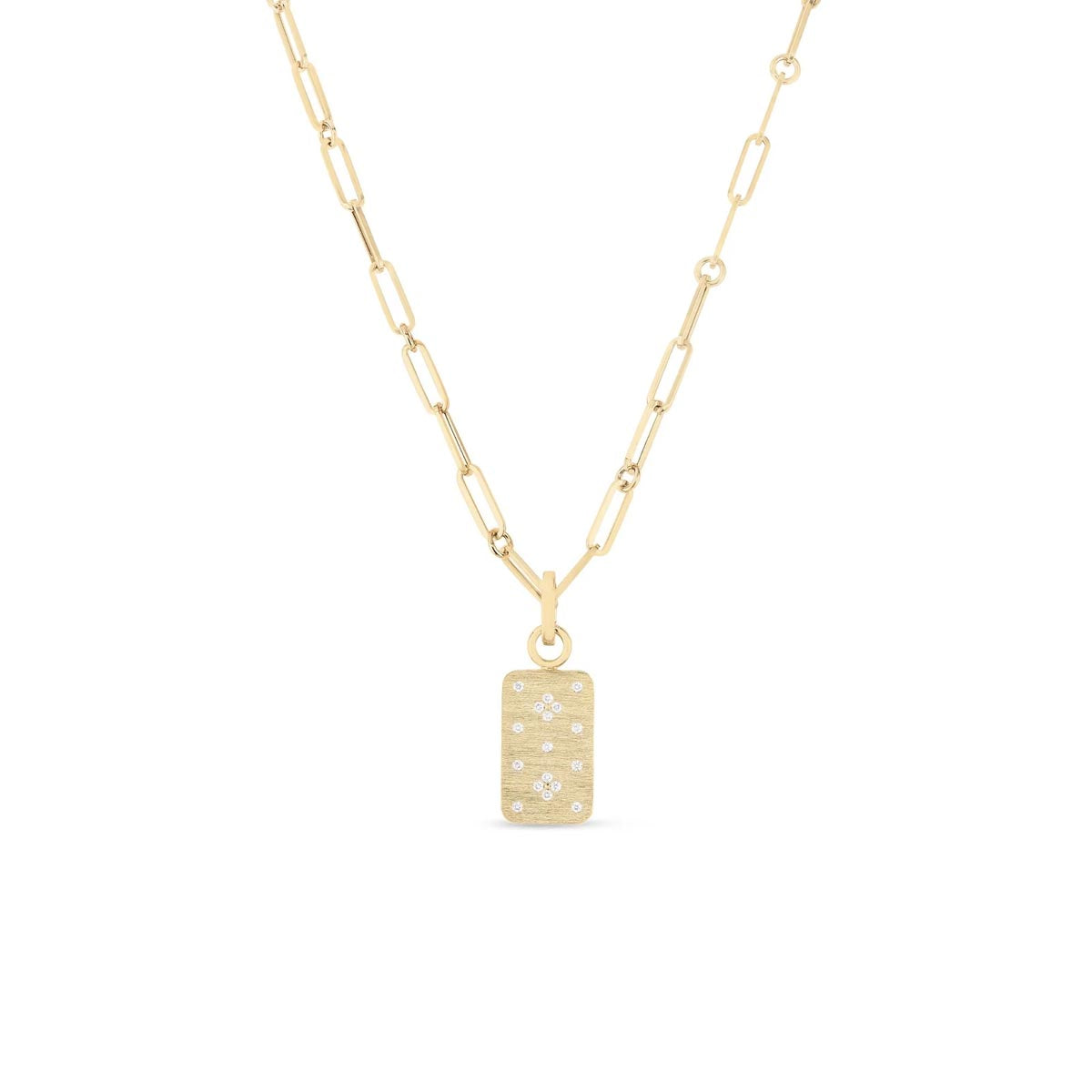 Roberto Coin Venetian Princess Diamond Dog Tag Medallion Necklace in 18kt Yellow Gold (1/7ct tw)