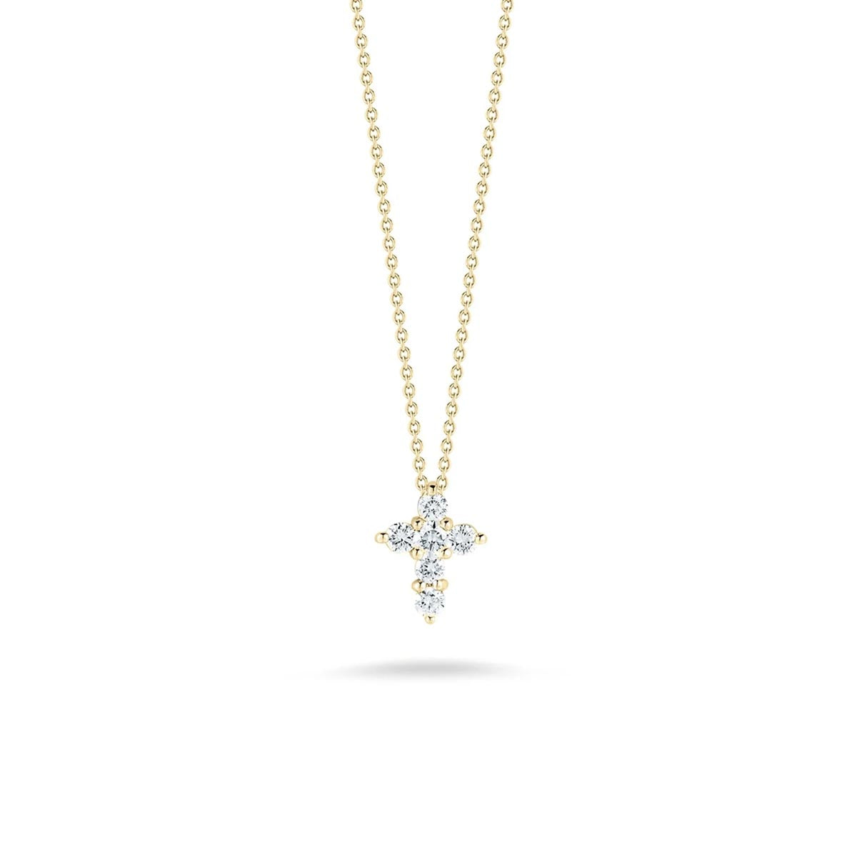 Roberto Coin Tiny Treasures Diamond Cross Necklace in 18kt Yellow Gold (1/5ct tw)