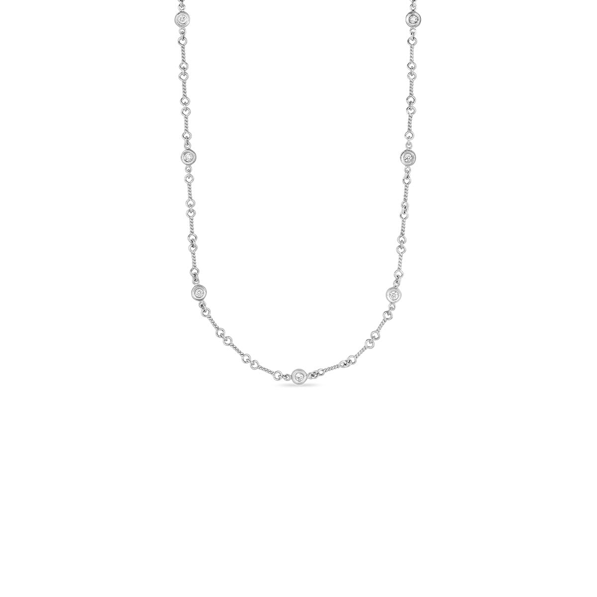 Roberto Coin Diamonds by the Inch Diamond Stationary Necklace in 18kt Yellow and White Gold (1/4ct tw)