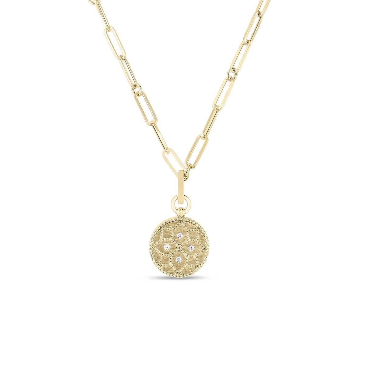Roberto Coin Venetian Princess Small Diamond Medallion Necklace in 18kt Yellow Gold (1/20ct tw)