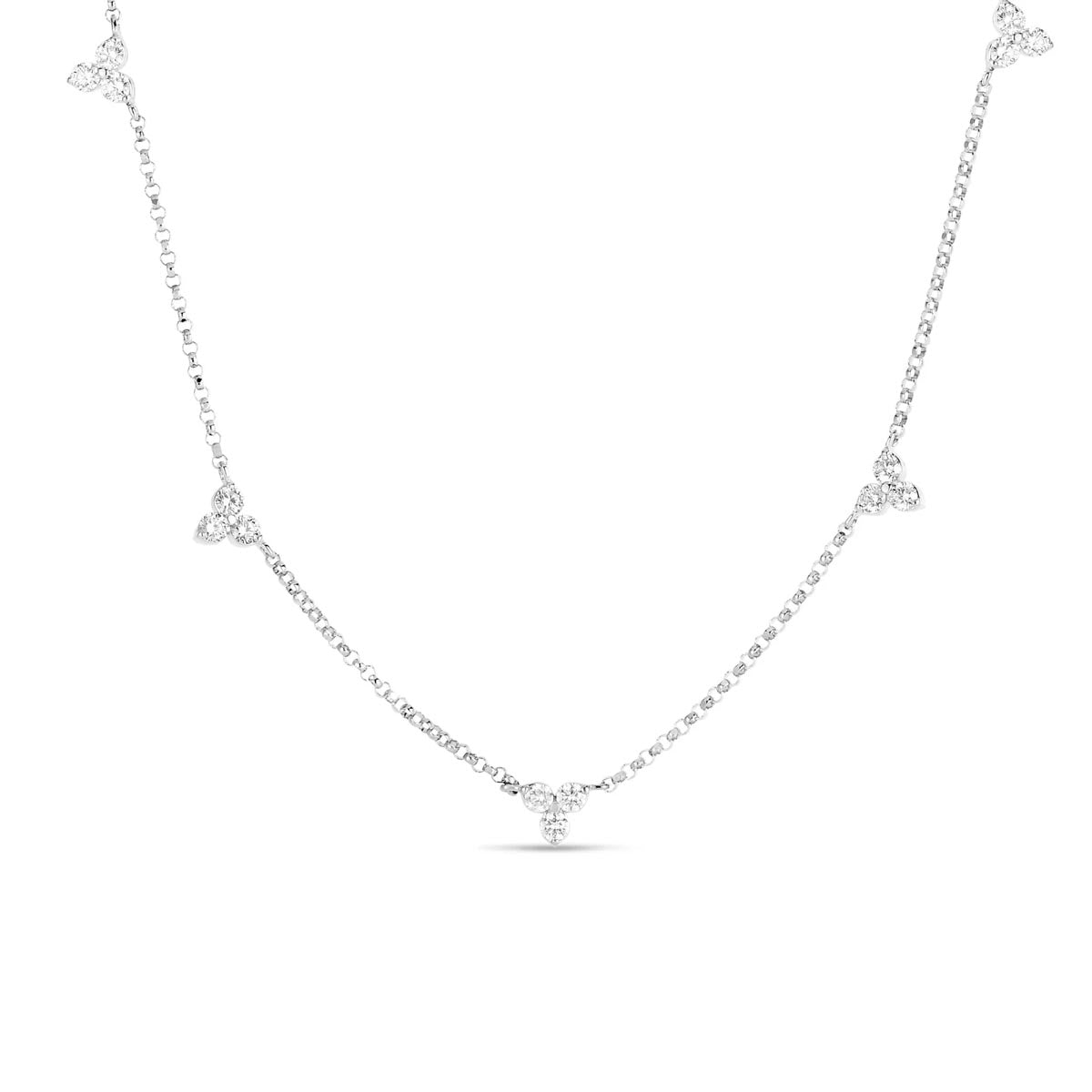 Roberto Coin Diamonds by the Inch Diamond Flower Stationary Necklace in 18kt White Gold (1/2ct tw)