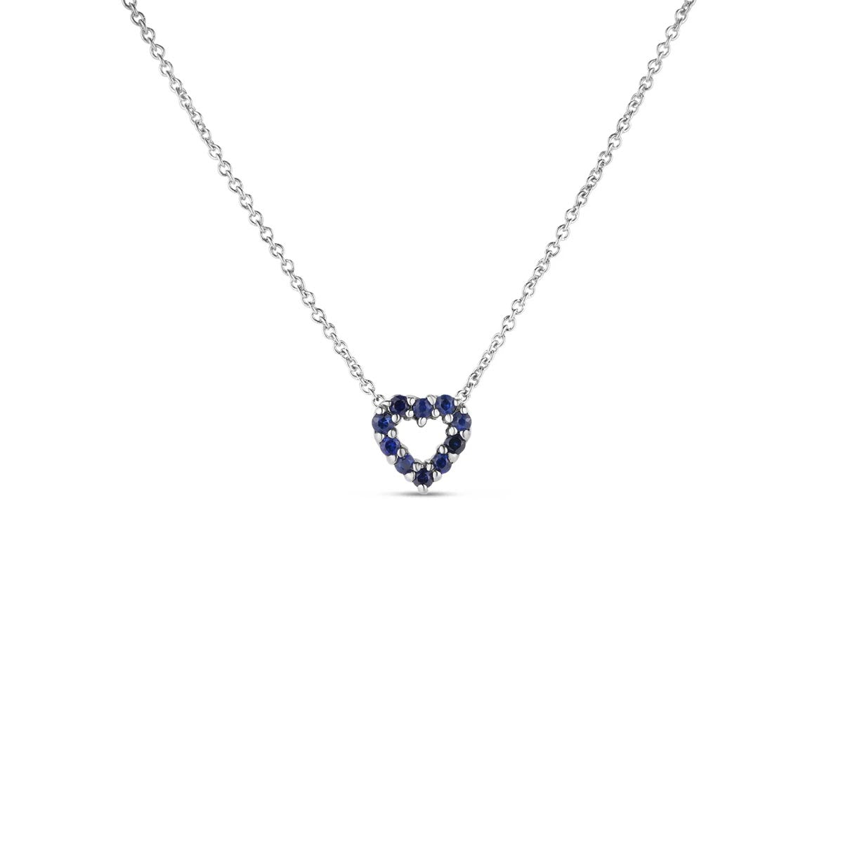 Roberto Coin Tiny Treasures Diamond and Sapphire Reversible Heart Necklace in 18kt White Gold (1/10ct tw)