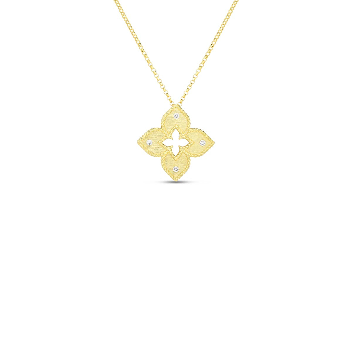 Roberto Coin Venetian Princess Diamond Flower Necklace in 18kt Yellow Gold (1/20ct tw)