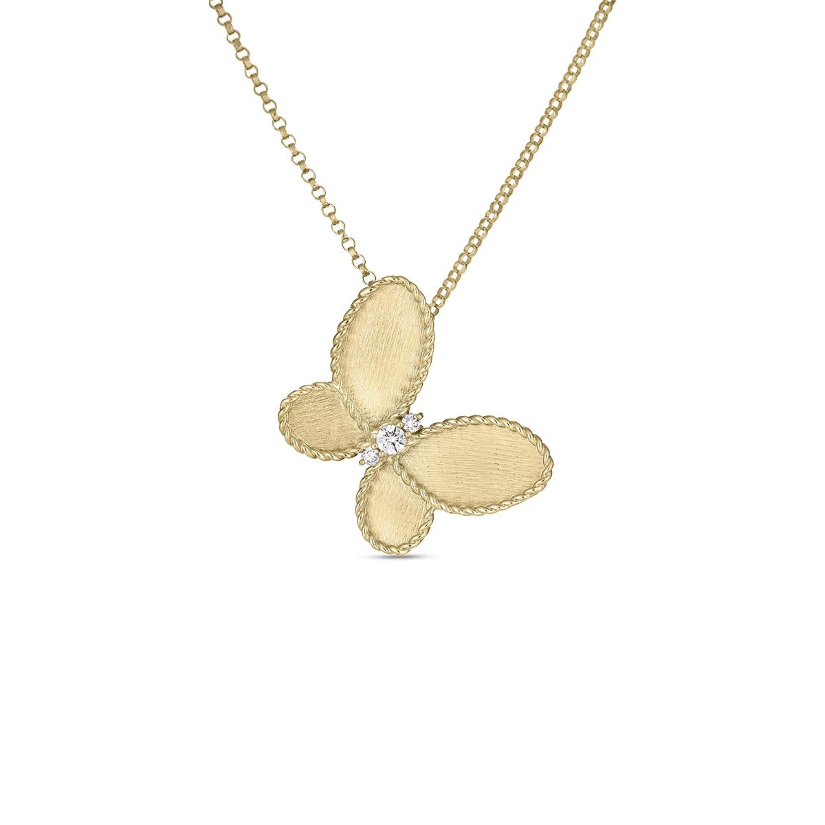 Roberto Coin Jasmine Diamond Butterfly Necklace in 18kt Yellow Gold (1/20ct tw)