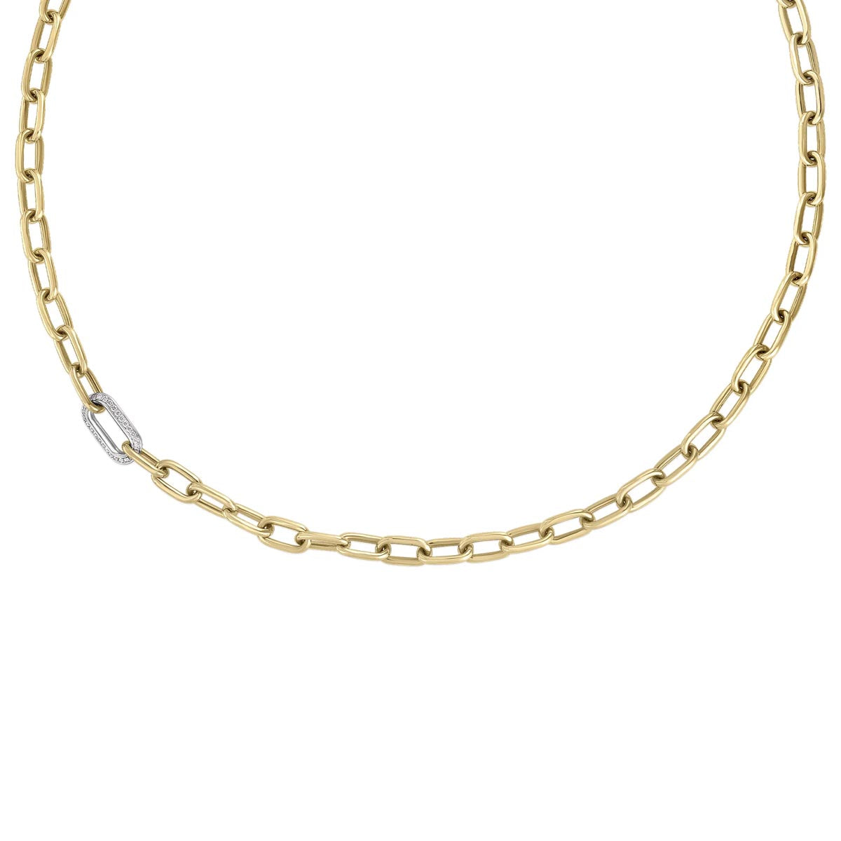 Roberto Coin Designer Gold Diamond Paperclip Link Necklace in 18kt Yellow Gold (1/4ct tw)