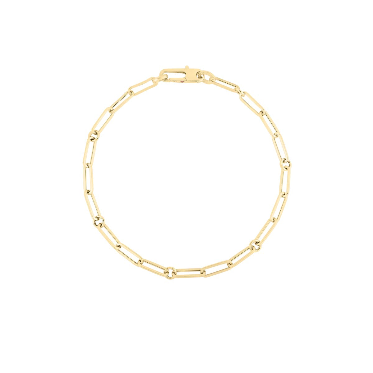 Roberto Coin Designer Gold Paperclip and Round Link Bracelet in 18kt Yellow Gold (7 inches)