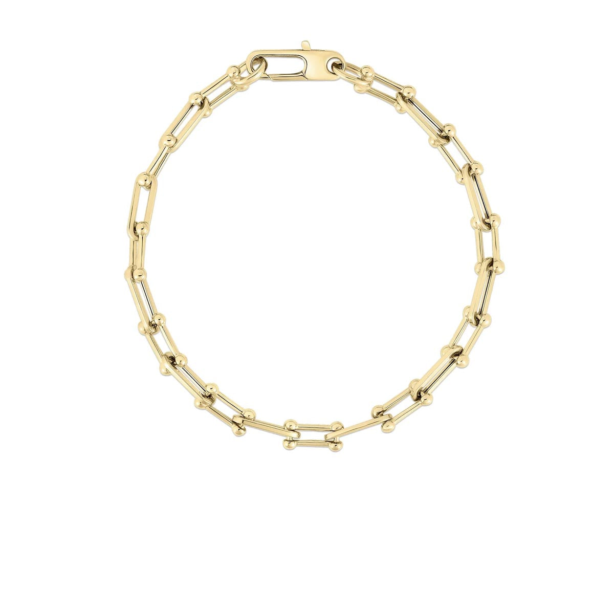 Roberto Coin Designer Gold Beaded End Paperclip Link Bracelet in 18kt Yellow Gold (7 inches)