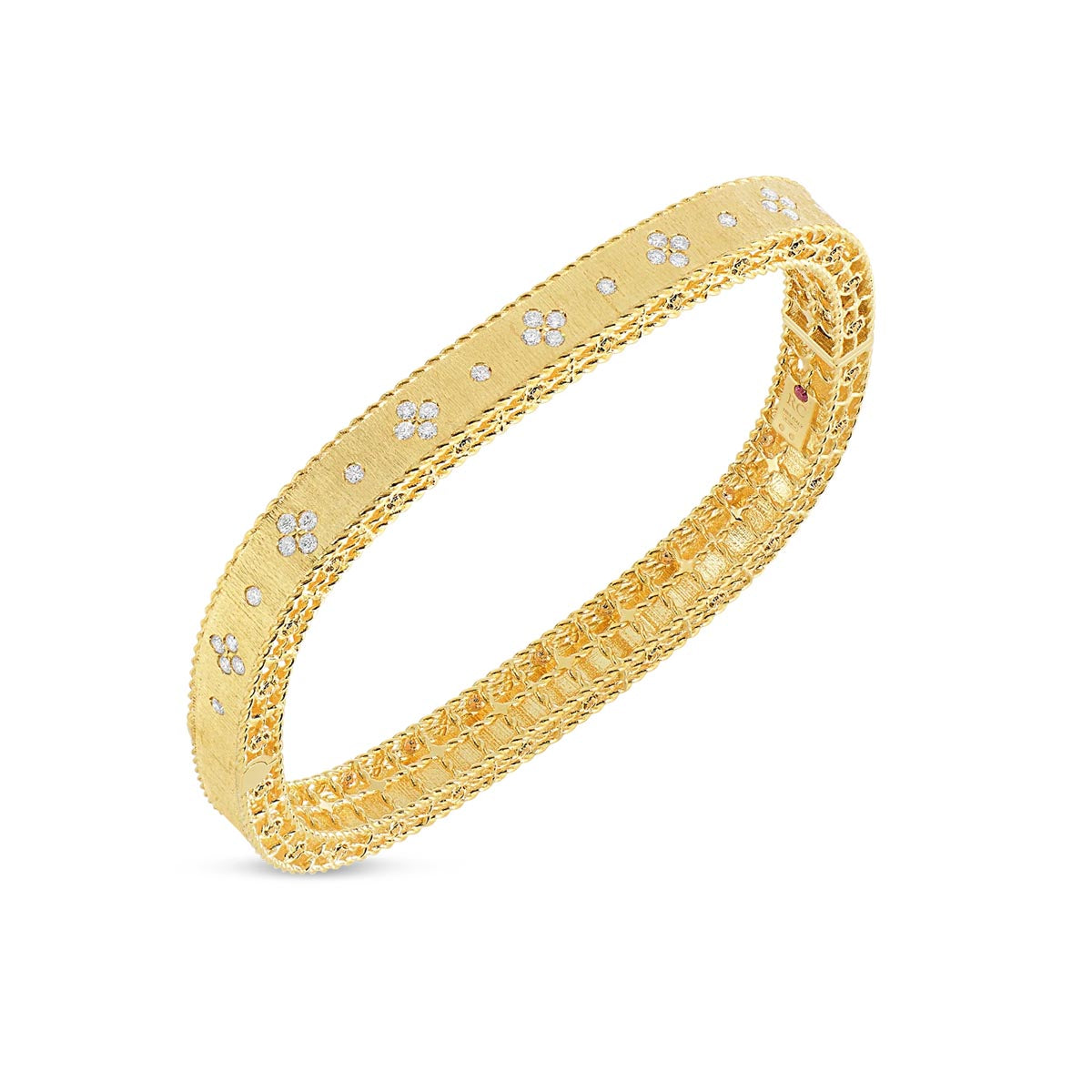 Roberto Coin Princess Diamond Fleur De Lis Bangle Bracelet in 18kt Yellow Gold
