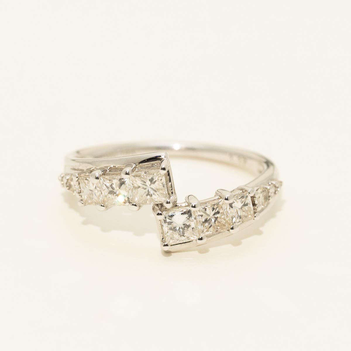 Princess Cut and Round Diamond Ring in 14kt White Gold (1ct tw)