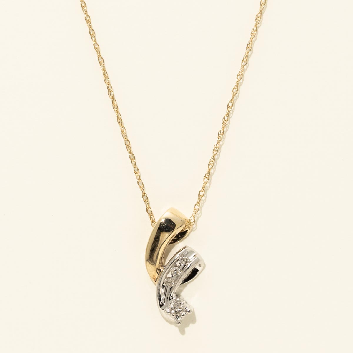 Estate Diamond Fashion Necklace in 10kt Yellow and White Gold