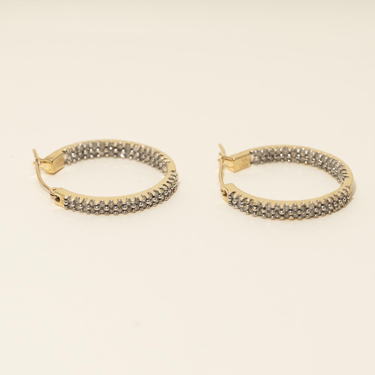 Estate Diamond Inside Out Hoop Earrings in 10kt Yellow and White Gold (5/8ct tw)