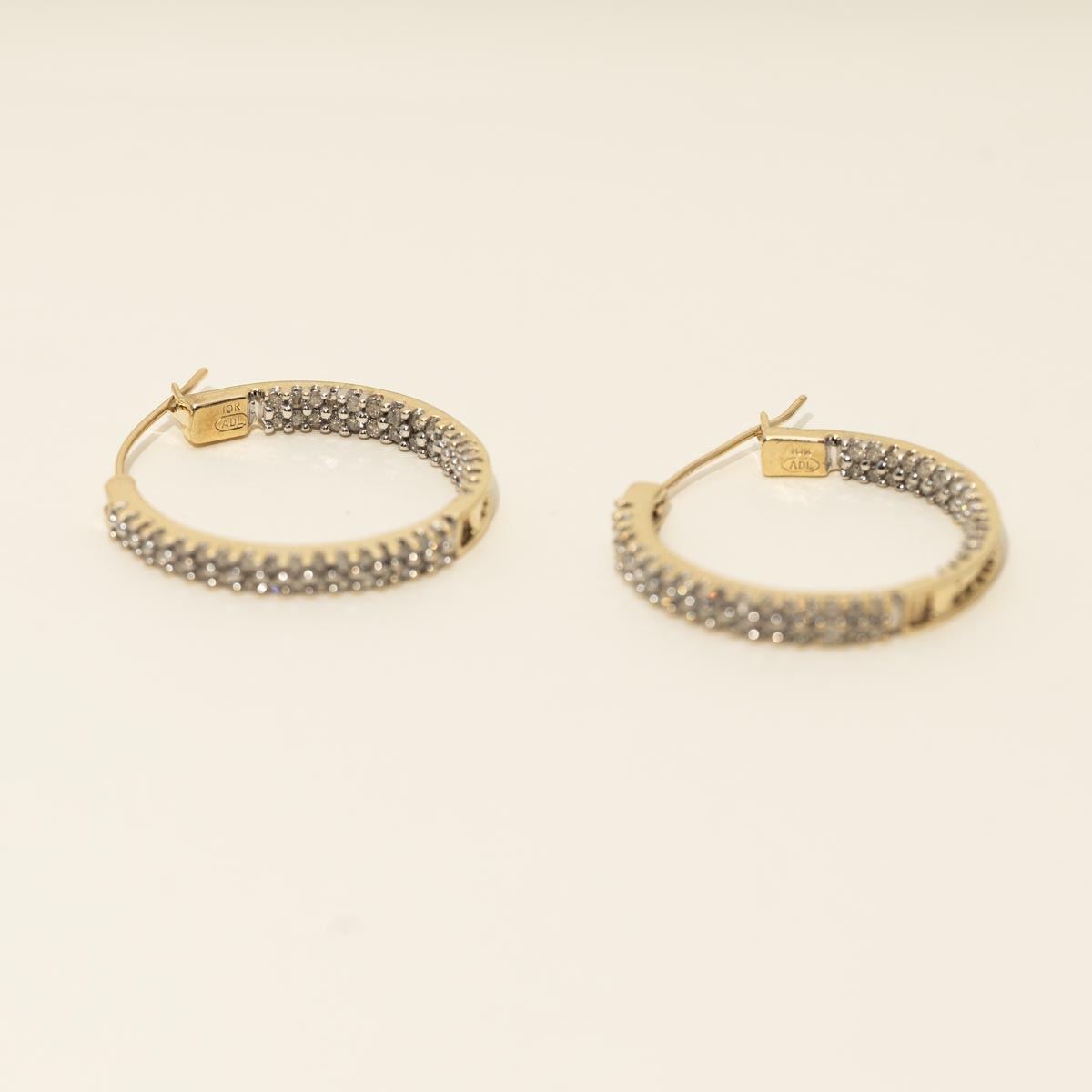 Estate Diamond Inside Out Hoop Earrings in 10kt Yellow and White Gold (5/8ct tw)