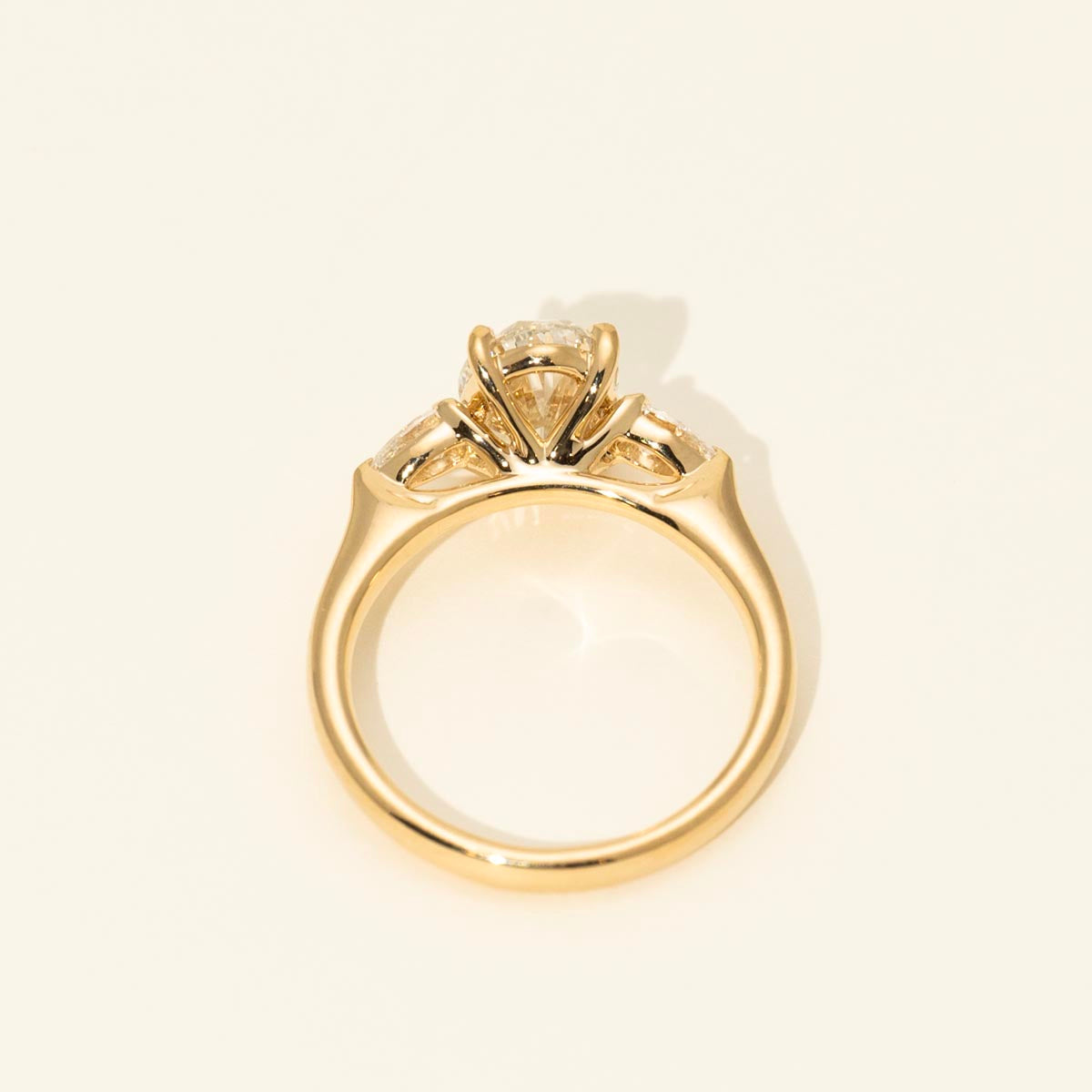 Lab Grown Oval and Pear Diamond Engagement Ring in 14kt Yellow Gold (2ct tw)