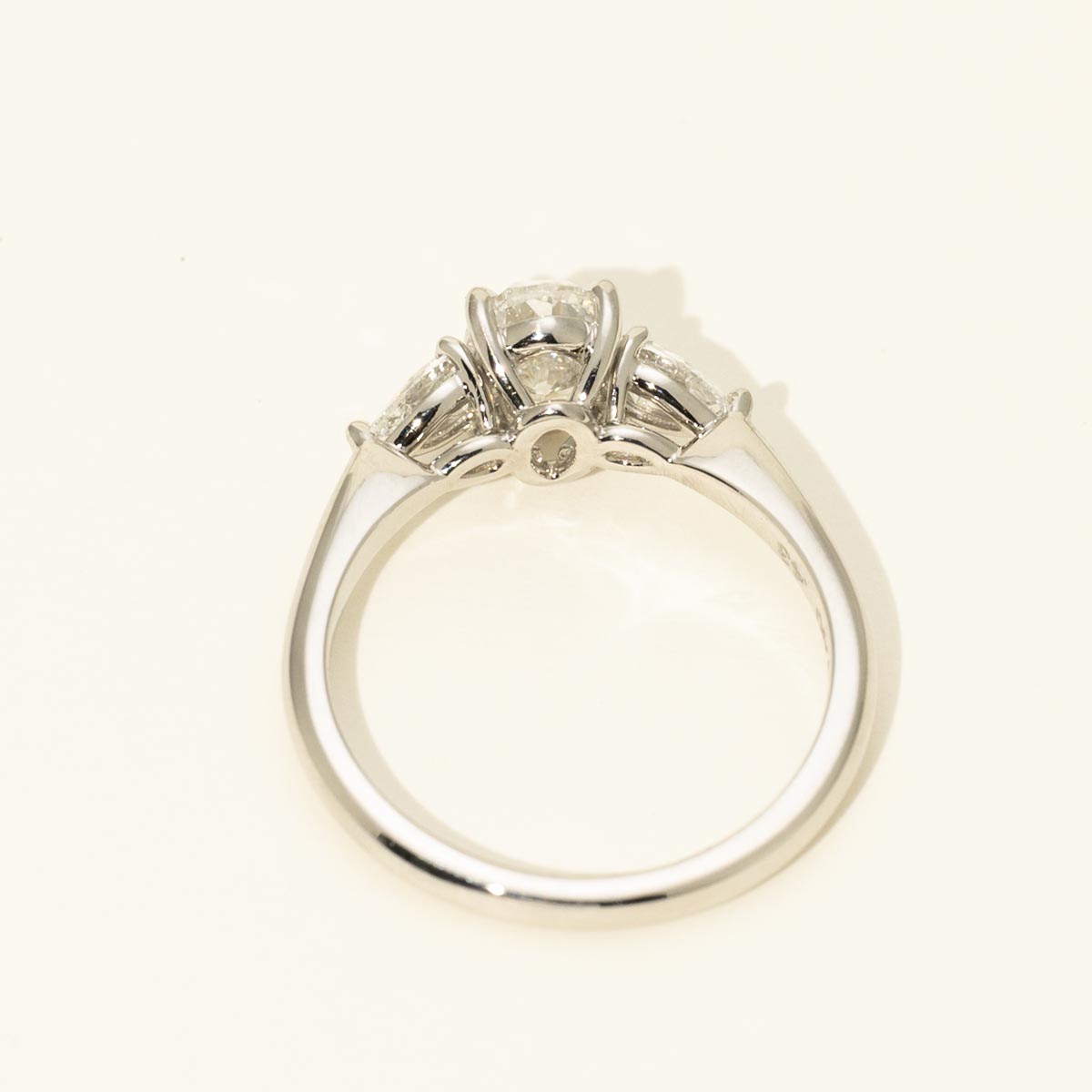 Oval and Pear Diamond Three Stone Ring in Platinum (1 3/8ct tw)