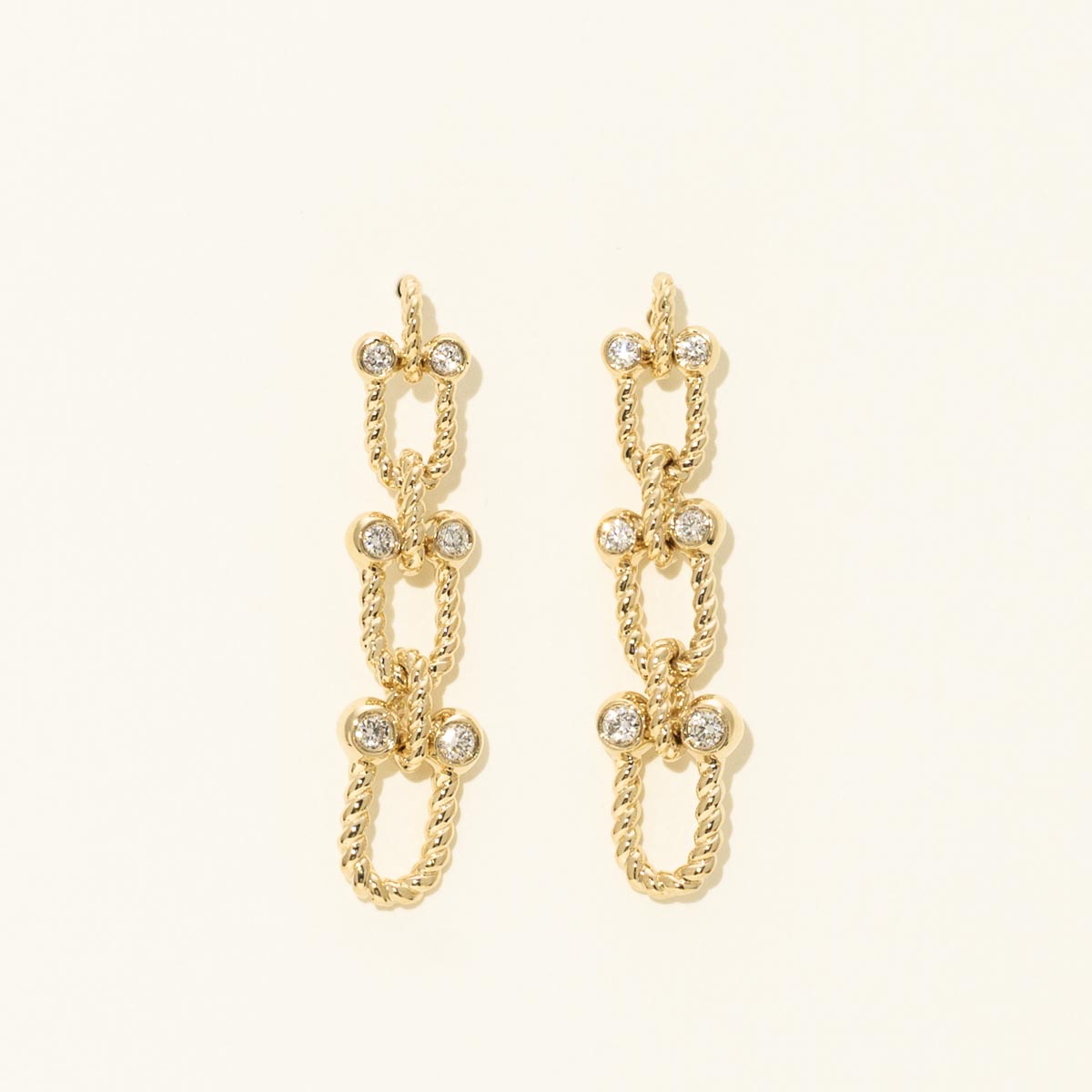 Diamond U Link Drop Earrings in 14kt Yellow Gold (1/5ct tw)