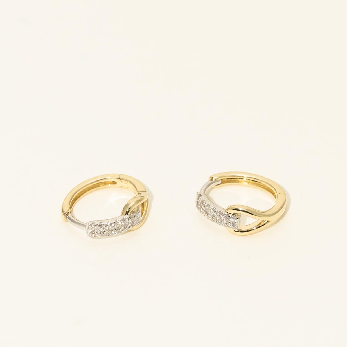 Diamond Hoop Earrings in 14kt Yellow and White Gold (1/7ct tw)