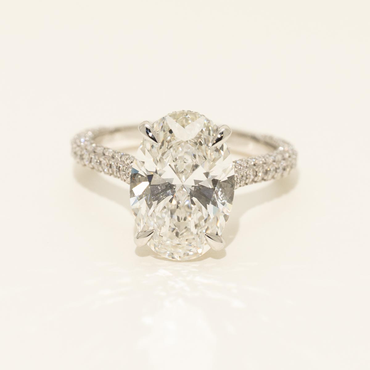 Lab Grown Oval Diamond Engagement Ring in Platinum (5 1/2ct tw)