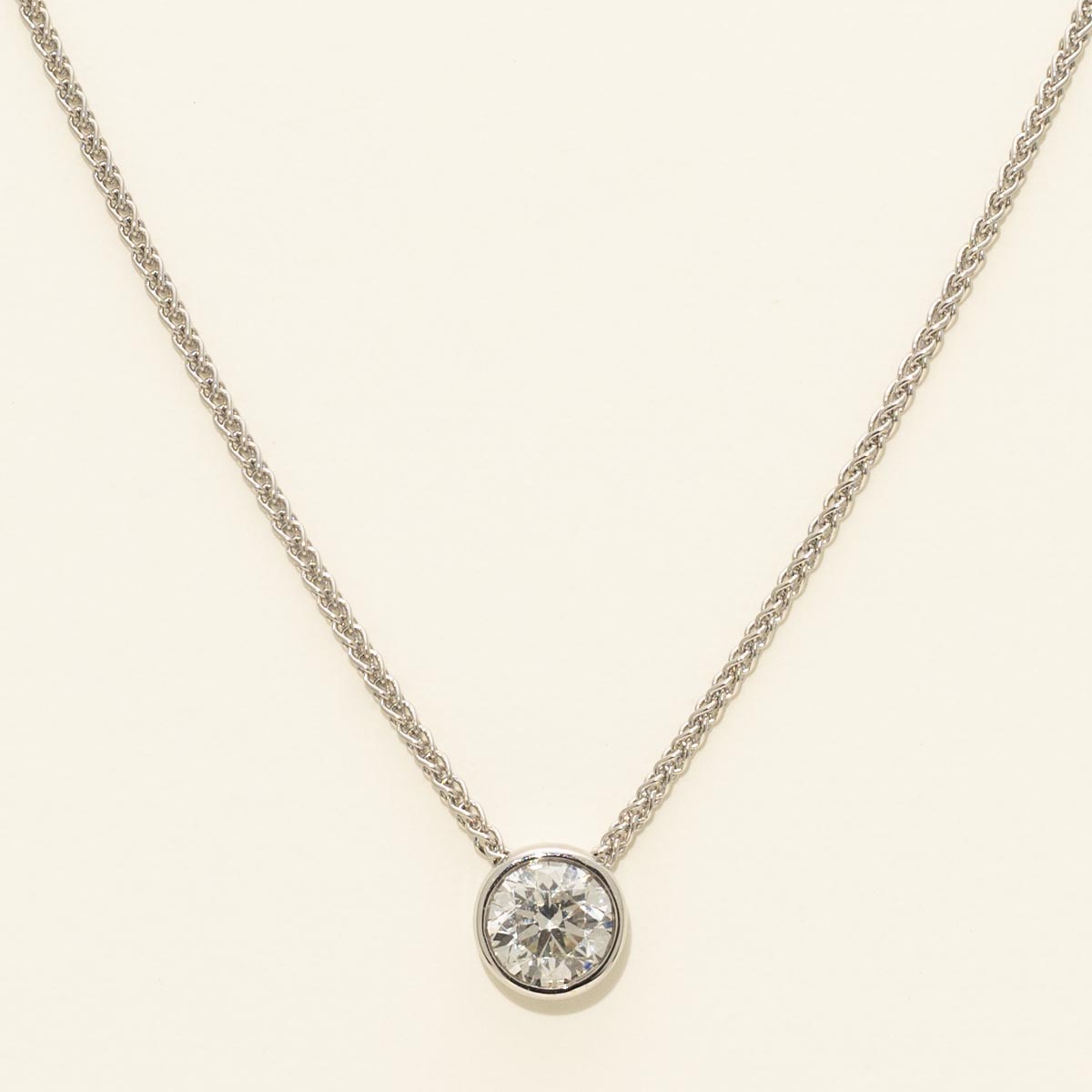 Diamond Bezel Necklace in 18kt White Gold (1/2ct and 16 inches)