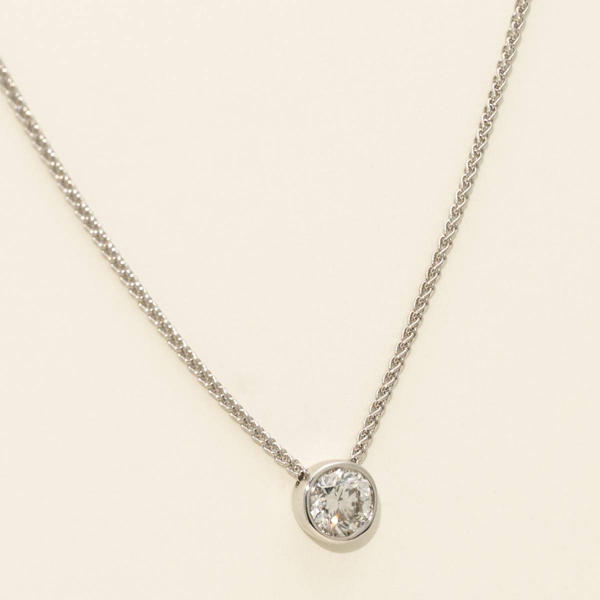 Diamond Bezel Necklace in 18kt White Gold (1/2ct and 16 inches)
