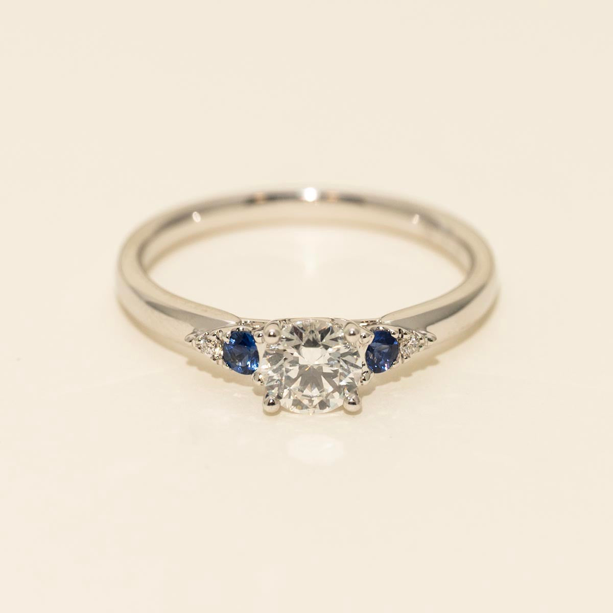 Diamond and Sapphire Engagement Ring in 14kt White Gold (1/2ct tw)