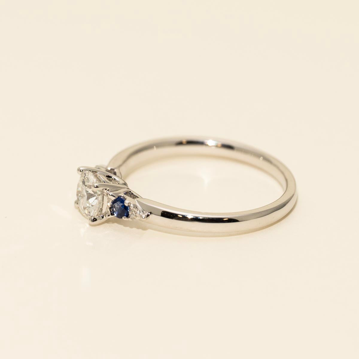 Diamond and Sapphire Engagement Ring in 14kt White Gold (1/2ct tw)
