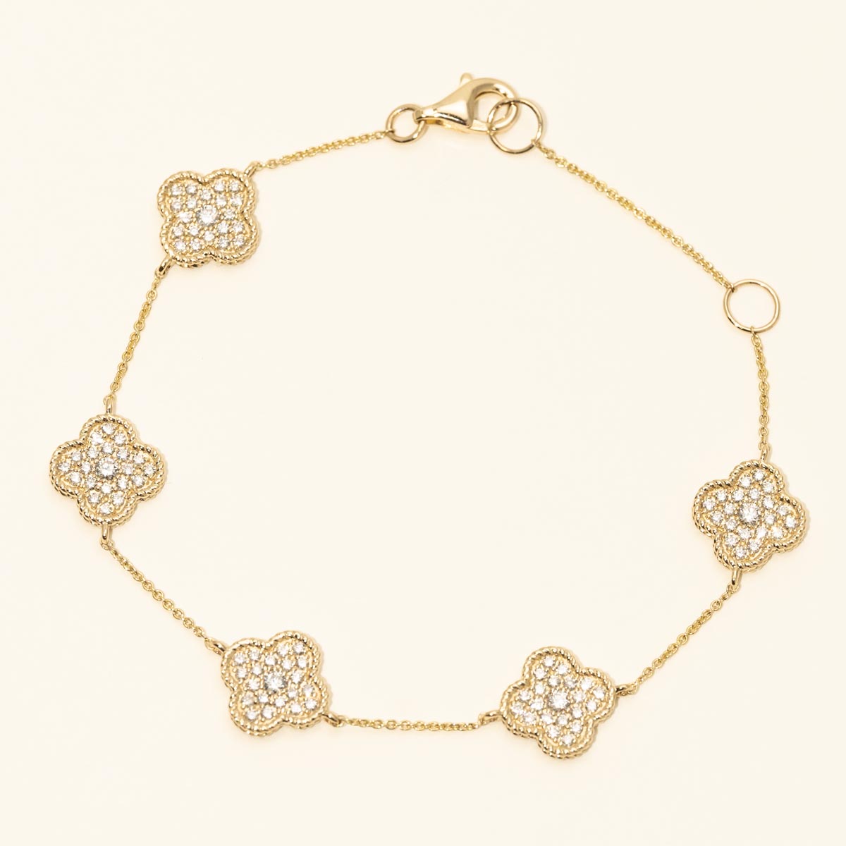 Diamond Clover Bracelet in 14kt Yellow Gold (7/8ct tw)