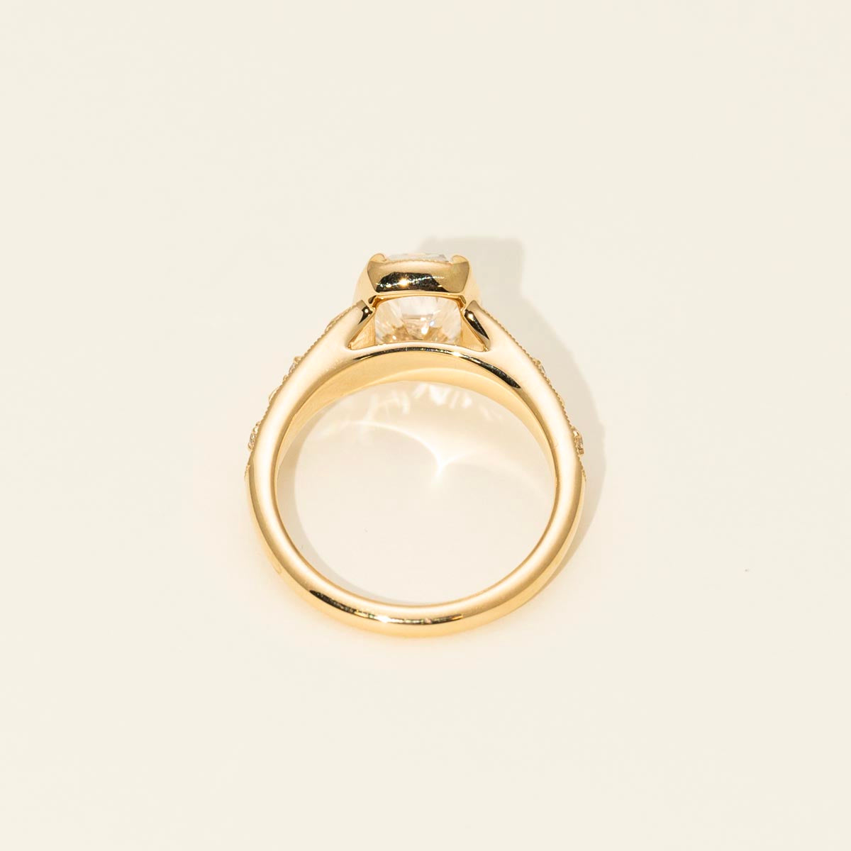 Lab Grown Cushion Diamond Engagement Ring in 14kt Yellow Gold (3ct tw)