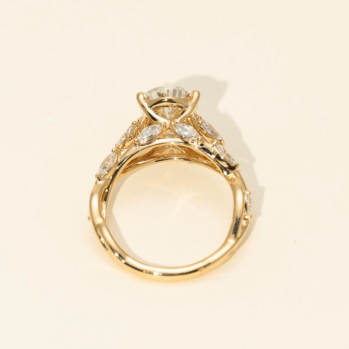 Lab Grown Pear Shape and Marquise Diamond Engagement Ring in 14kt Yellow Gold (4cttw)