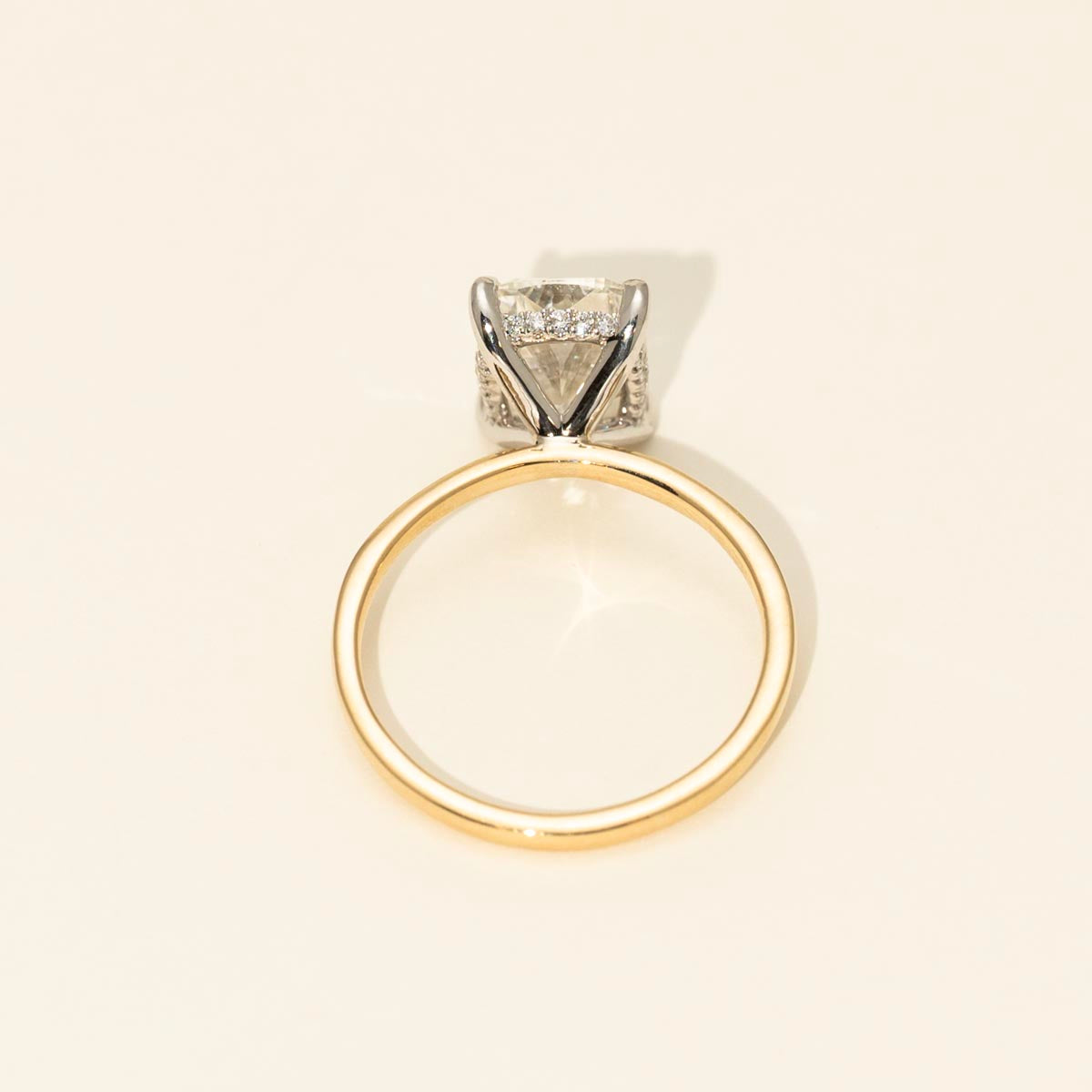 Lab Grown Cushion Diamond Engagement Ring in 14kt Yellow Gold (3ct tw)