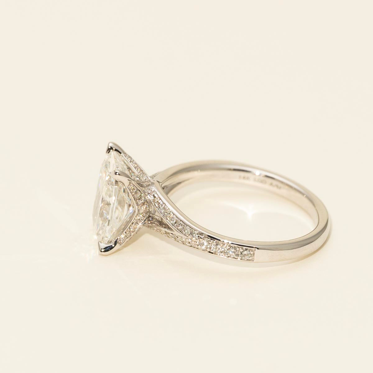 Lab Grown Cushion Cut Diamond Engagement Ring in 14kt White Gold (3ct tw)