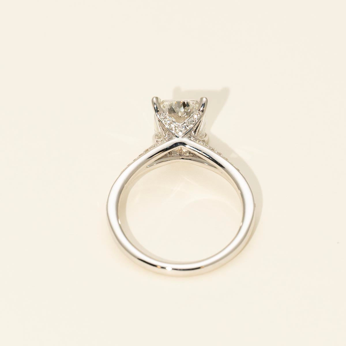 Lab Grown Cushion Cut Diamond Engagement Ring in 14kt White Gold (3ct tw)