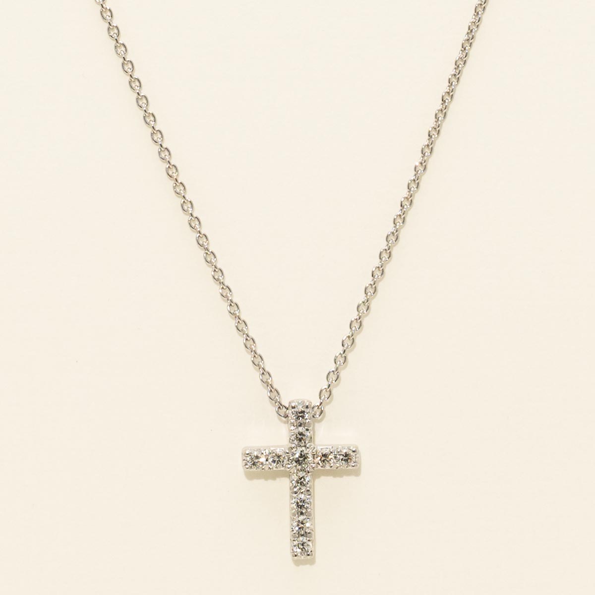Petite Diamond Cross Necklace in 14kt White Gold (1/10ct tw)