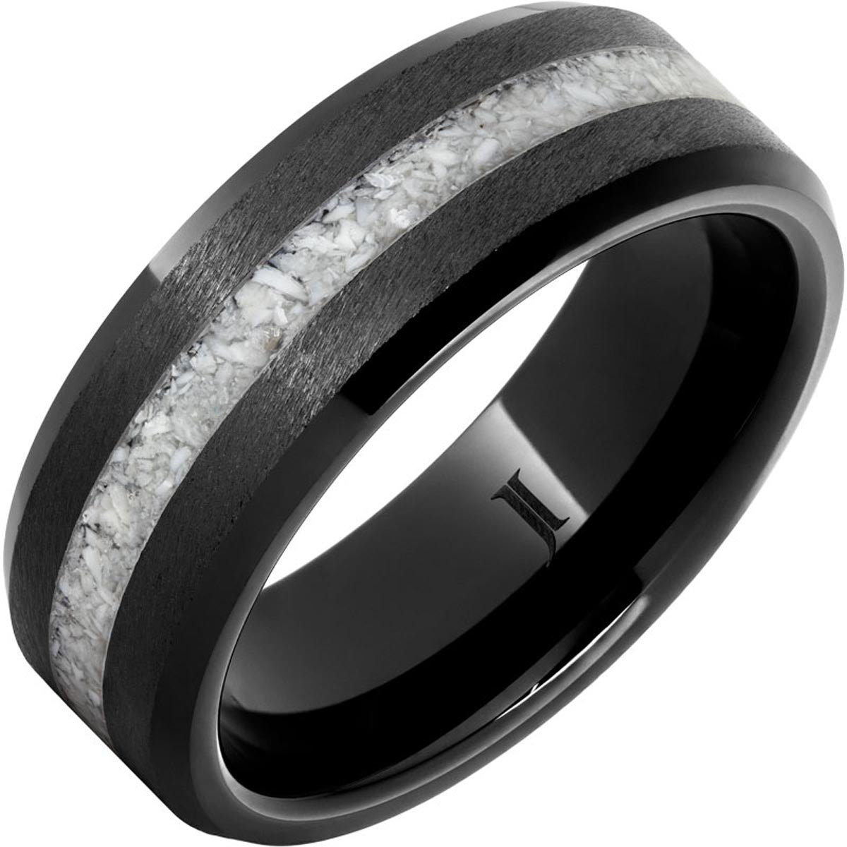 Shoreline Mens Shark Tooth Ring in Black Diamond Ceramic (8mm)