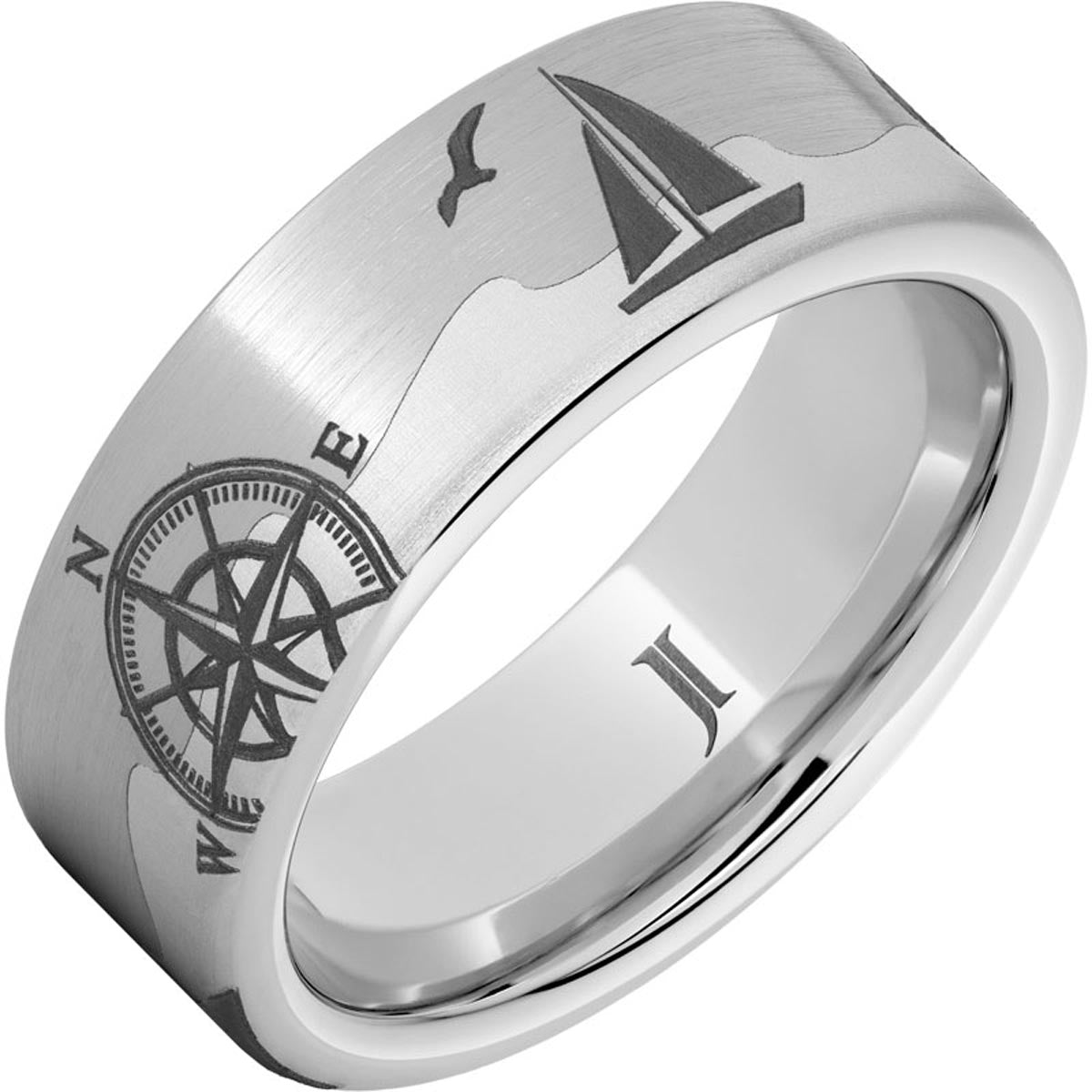 Shoreline Mens Nautical Symbol Ring in Serinium (8mm)