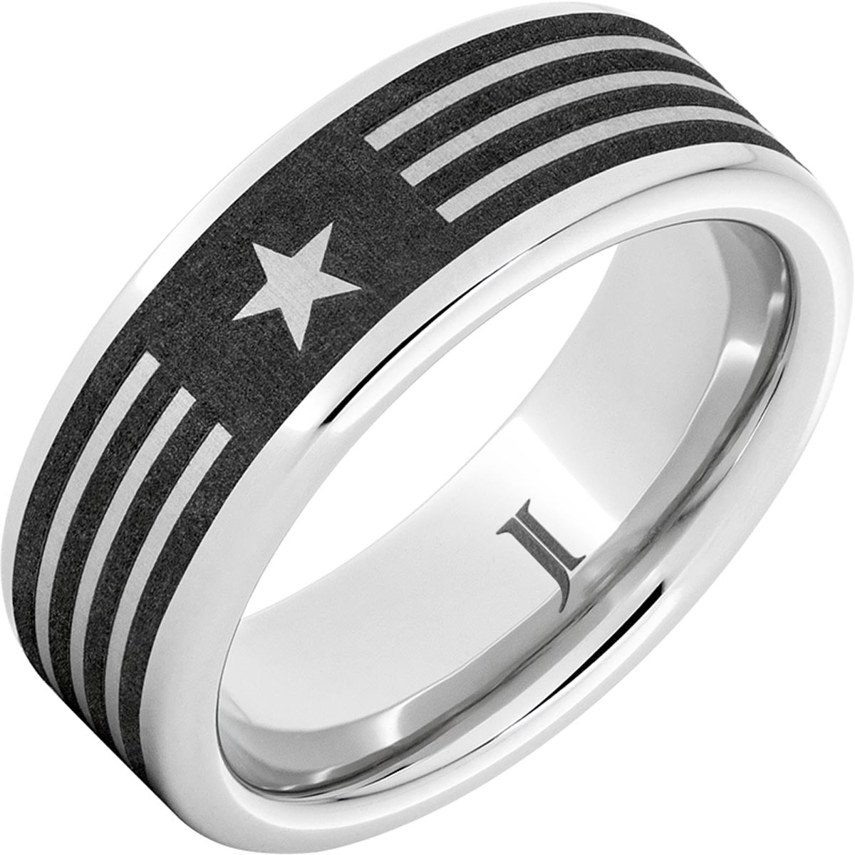 American Heritage Mens Stars and Stripes Ring in Serinium (8mm)