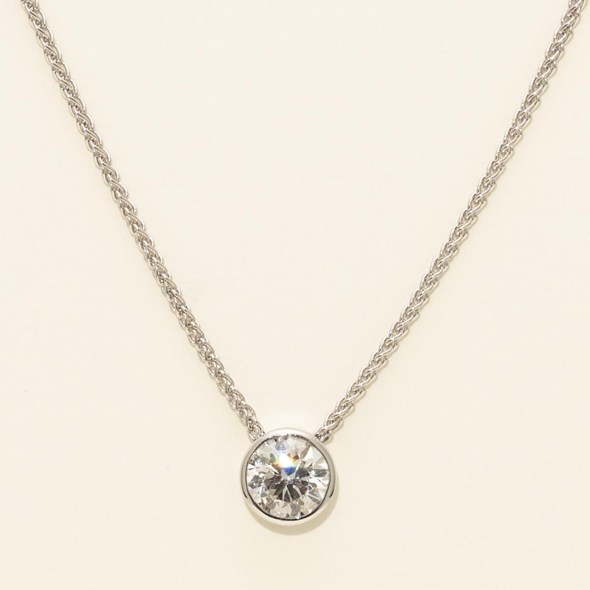Diamond Bezel Necklace in 18kt White Gold (1/2ct tw and 18 inches)