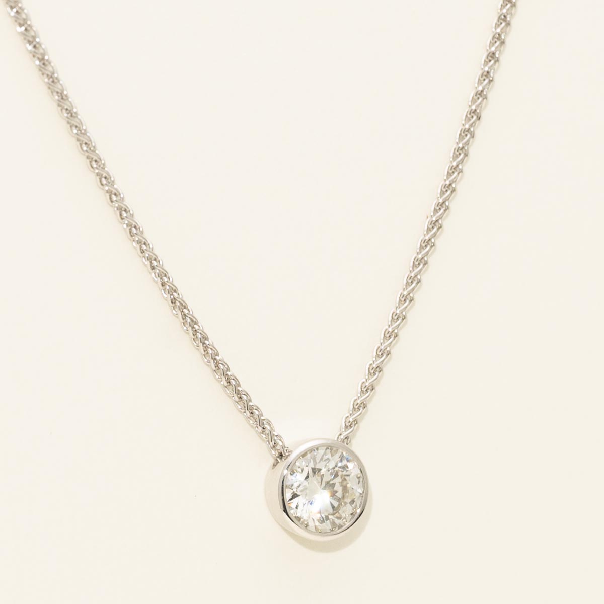 Diamond Bezel Necklace in 18kt White Gold (1/2ct tw and 18 inches)