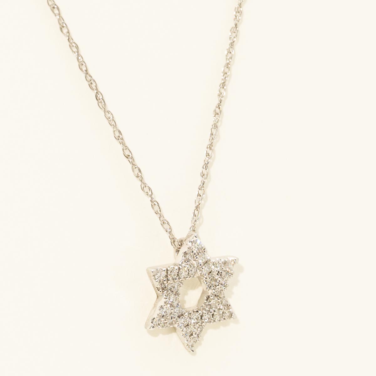 Diamond Star of David Necklace in 14kt White Gold (1/7ct tw)