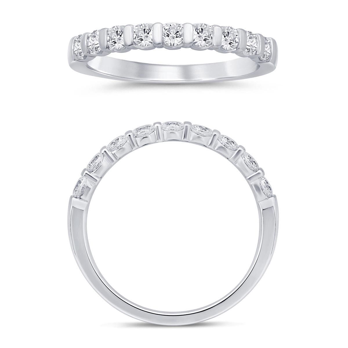 Diamond Bar Set Wedding Band in 14kt White Gold (1/2ct tw)