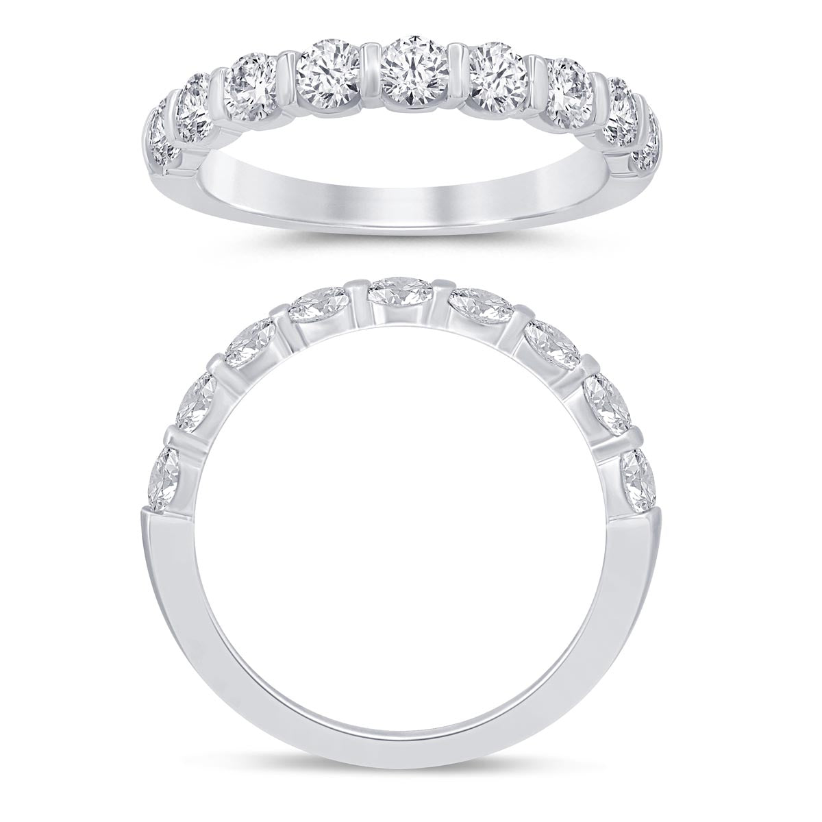 Diamond Bar Set Wedding Band in 14kt White Gold (1ct tw)