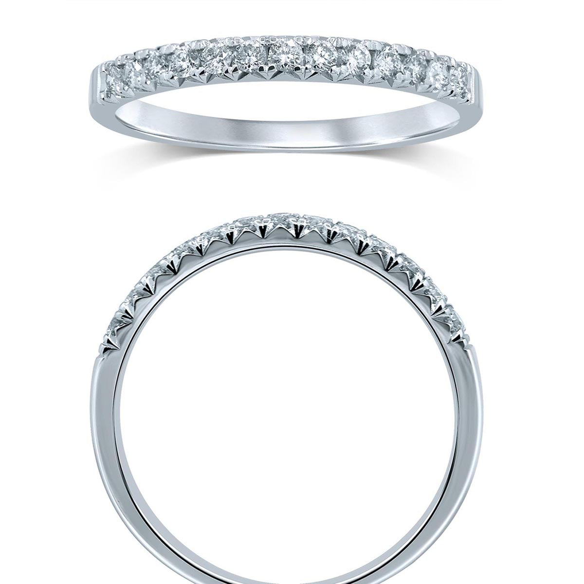 Diamond French Pave Wedding Band in 14kt White Gold (1/4ct tw)