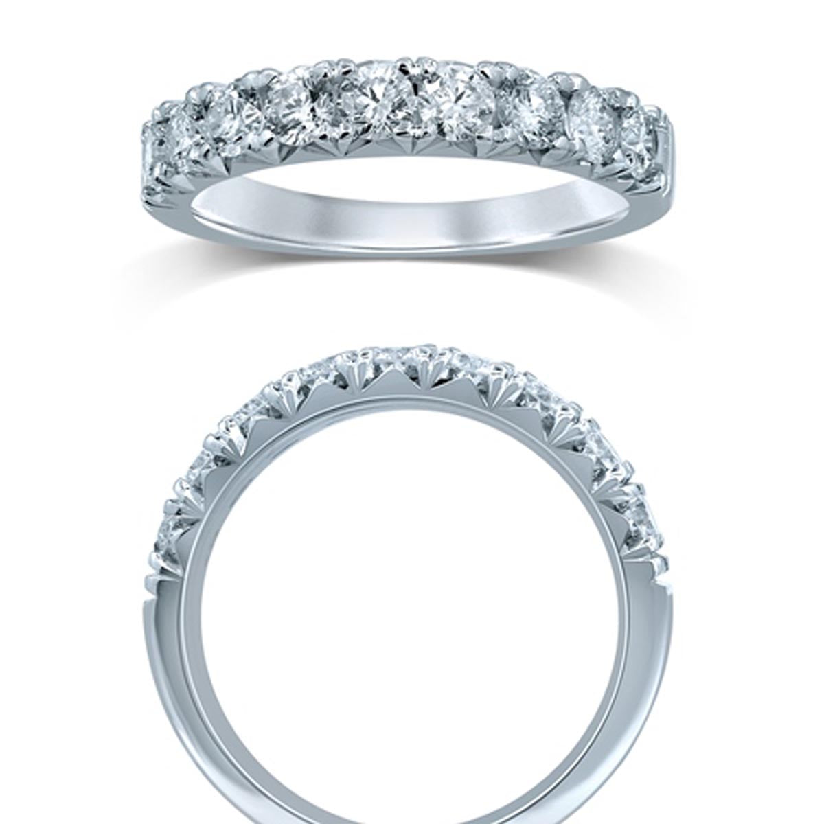 Diamond French Pave Wedding Band in 14kt White Gold (1ct tw)