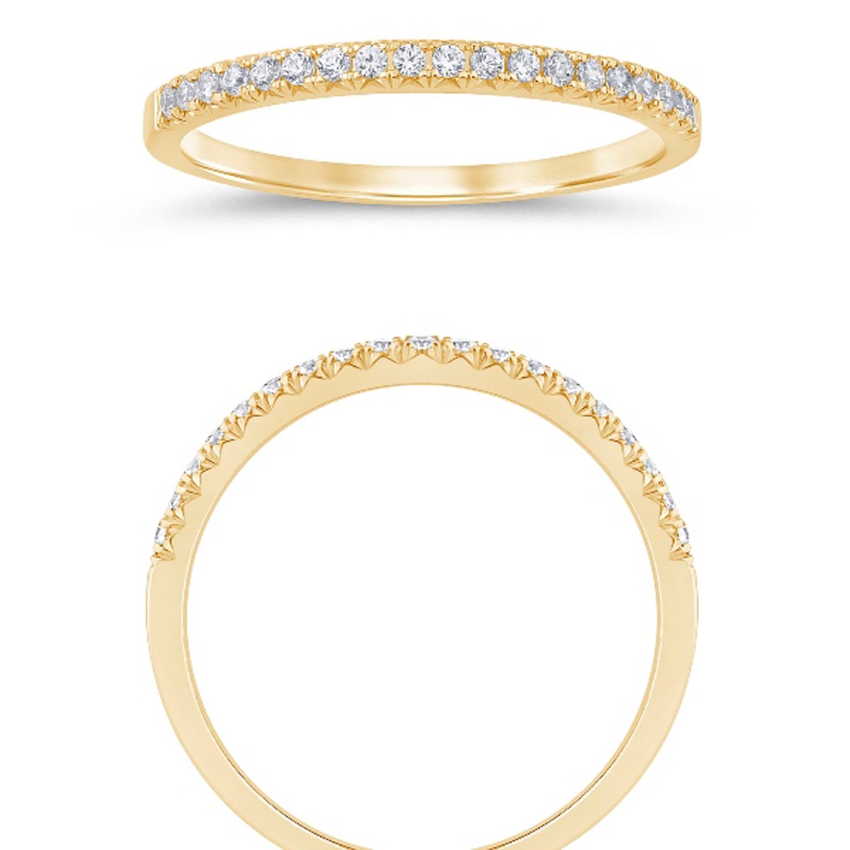 Diamond French Pave Wedding Band in 14kt Yellow Gold (1/7ct tw)