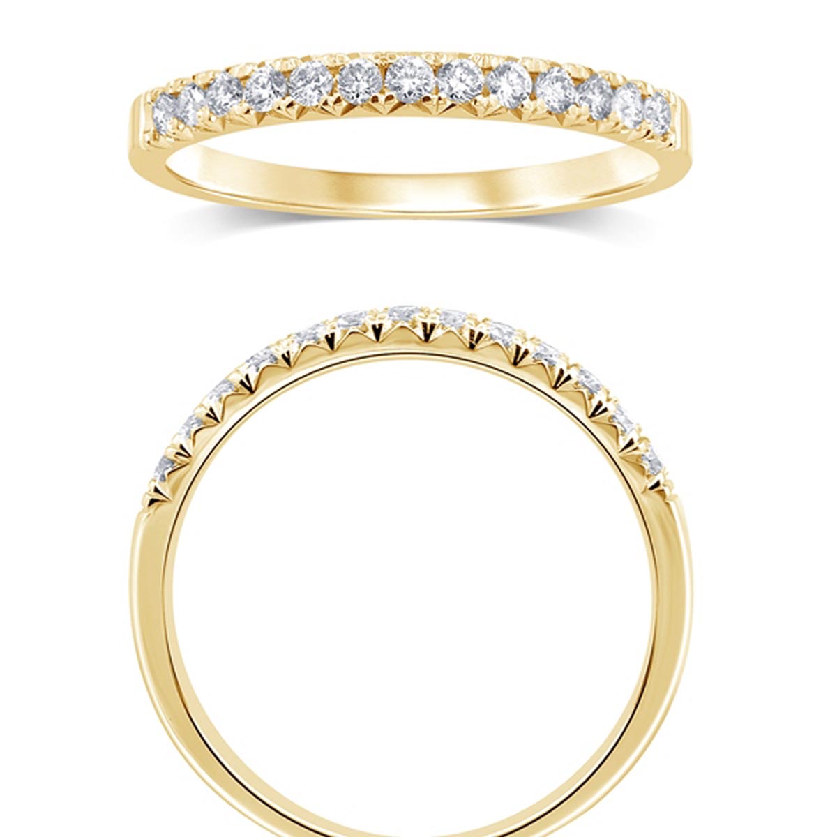 Diamond French Pave Wedding Band in 14kt Yellow Gold (1/4ct tw)