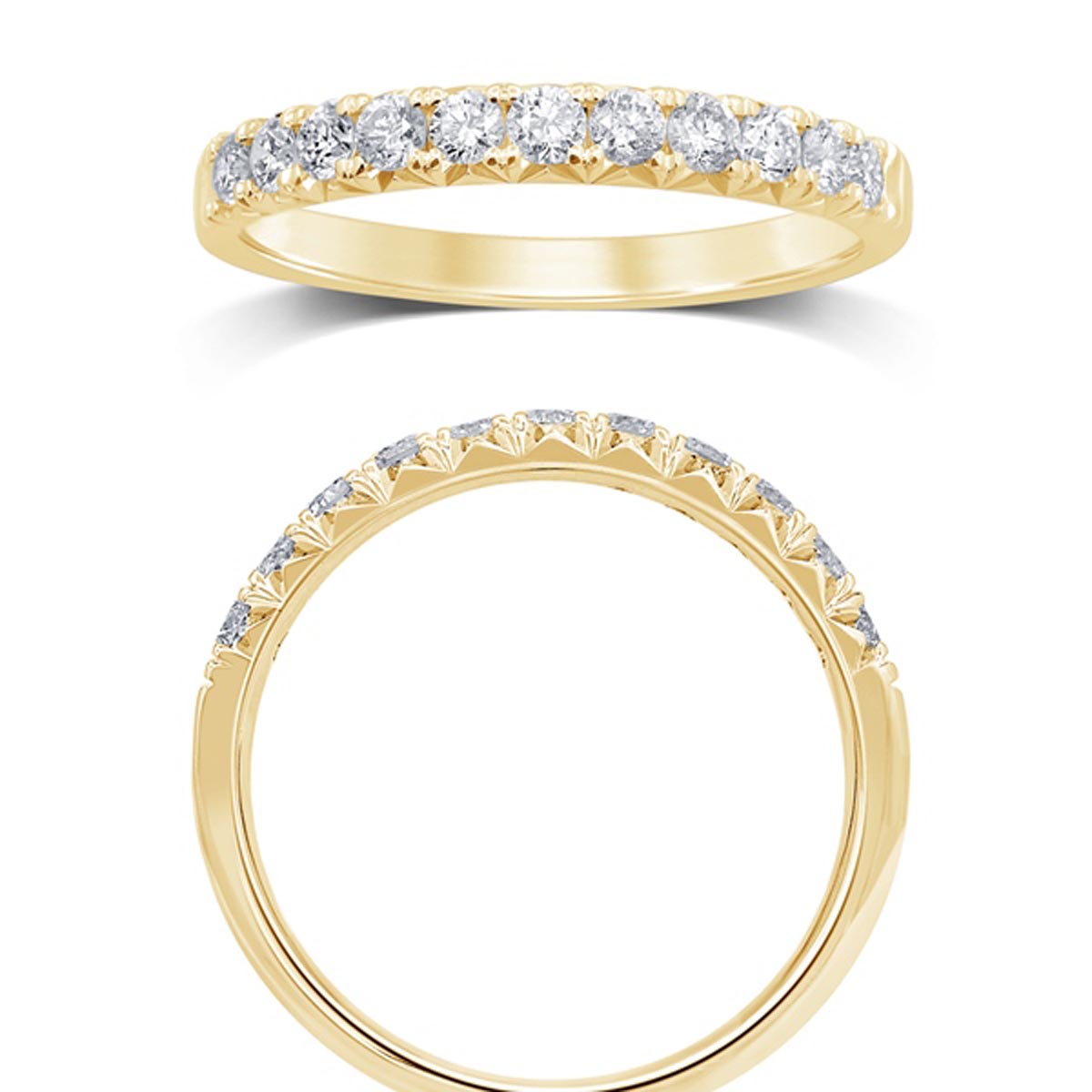 Diamond French Pave Wedding Band in 14kt Yellow Gold (1/2ct tw)