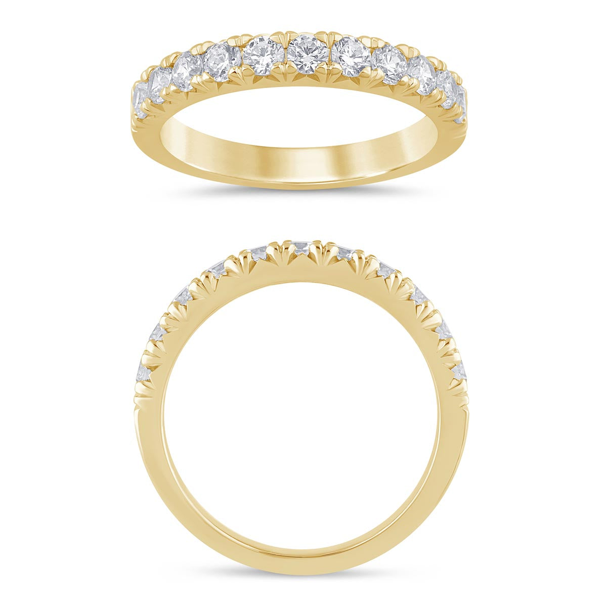 Diamond French Pave Wedding Band in 14kt Yellow Gold (3/4ct tw)