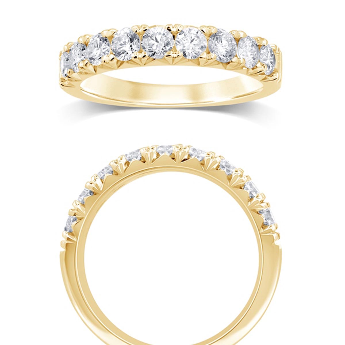 Diamond French Pave Wedding Band in 14kt Yellow Gold (1ct tw)
