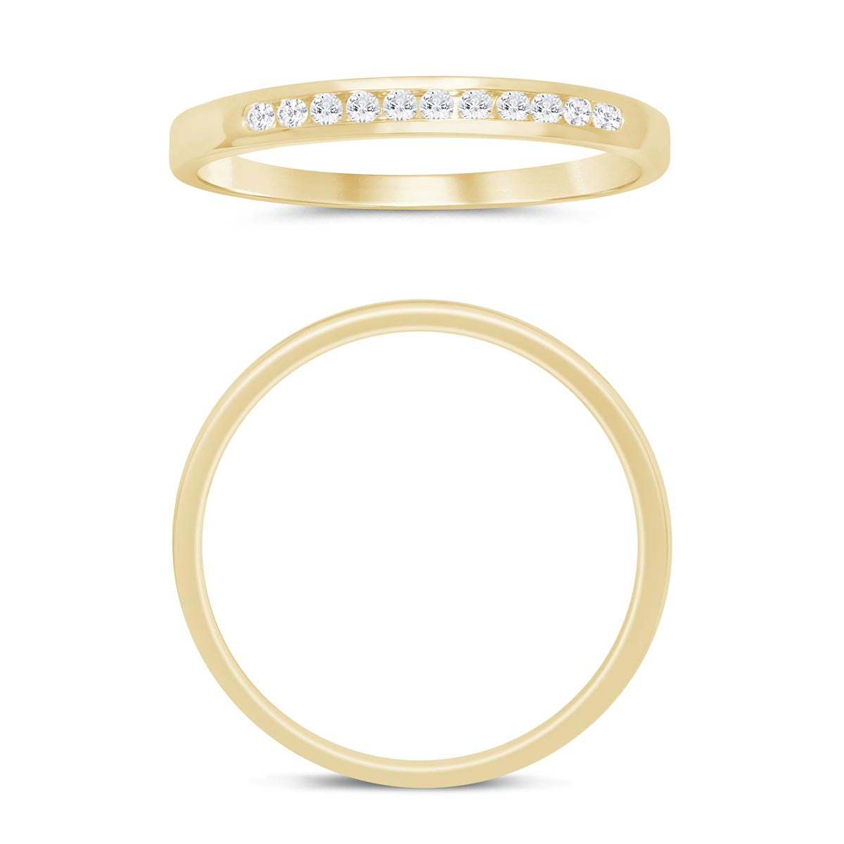 Diamond Channel Band in 14kt Yellow Gold (1/10ct tw)